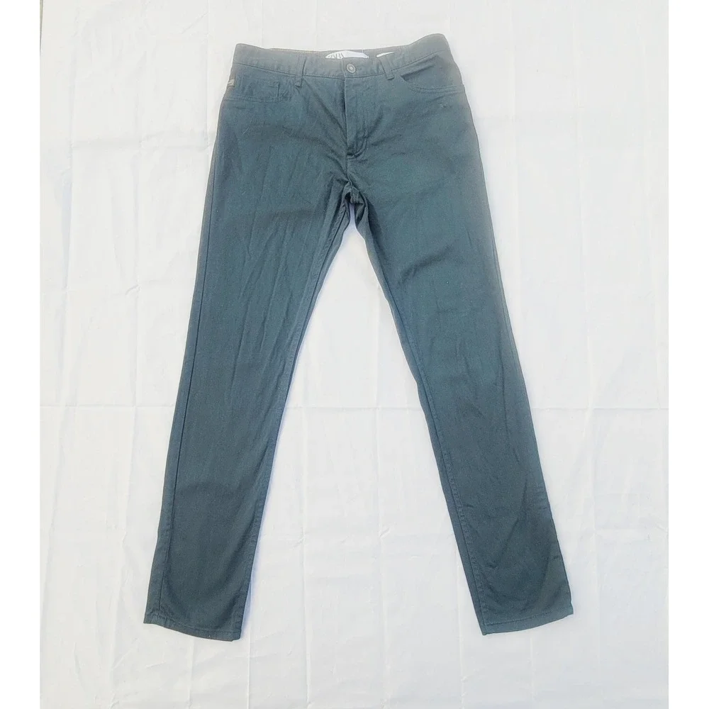 Zara Skinny Fit Men's Pants Size 31 Dark Green 5-Pocket Stretch Trousers P31